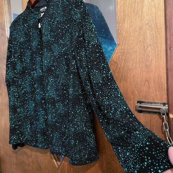 ONYX NITE Black & Emerald Green 2 pc Jacket / Top Women's Set, Made in USA - Picture 8 of 15